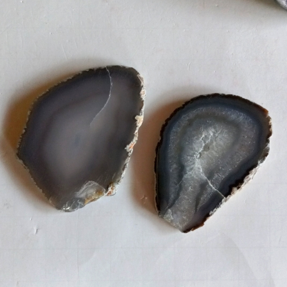 Set of Banded Agate Slices with Druzy
